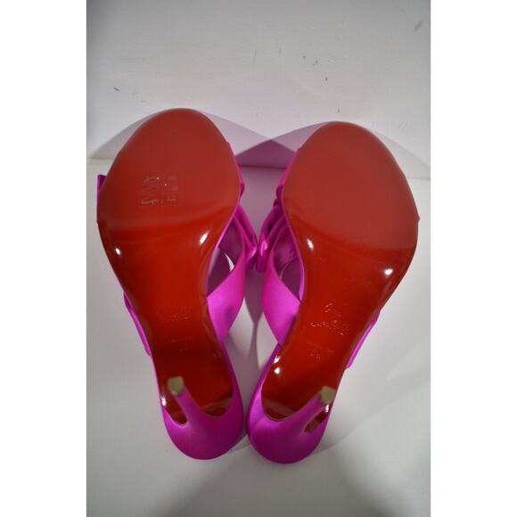 Christian Louboutin Matricia 100 Holly Pink Satin Backless Sandal Heel Pump 36 - Picture 12 of 12